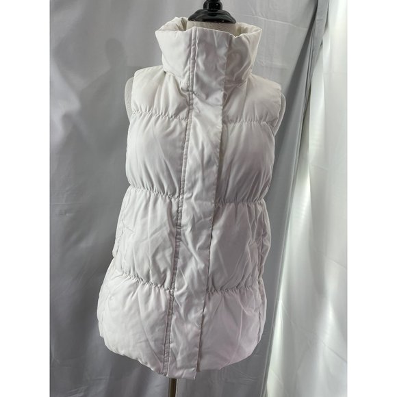 GAP White Zipper/Snap Front 2-Pocket Down Puffer Vest - Picture 2 of 10